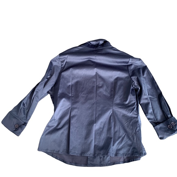 Linea by Louis Dell'Olio Blue Shiny Blazer Jacket Shirt - Picture 2 of 11